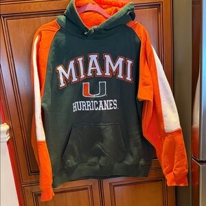 Vintage Miami Hurricanes Green and Orange Hoodie